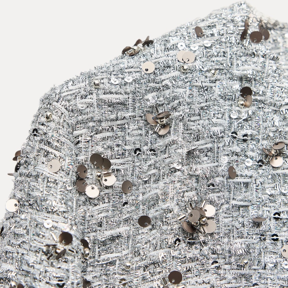 Zara Silver Textured Blazer - Picture 7 of 12